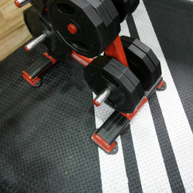 Diamond-Plate walkway mat from Rubber-Cal provides grip on wet outdoor surfaces.