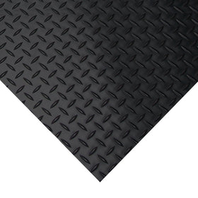 Diamond-Plate texture highlights durable, impact-absorbing rubber for floors by Rubber-Cal.