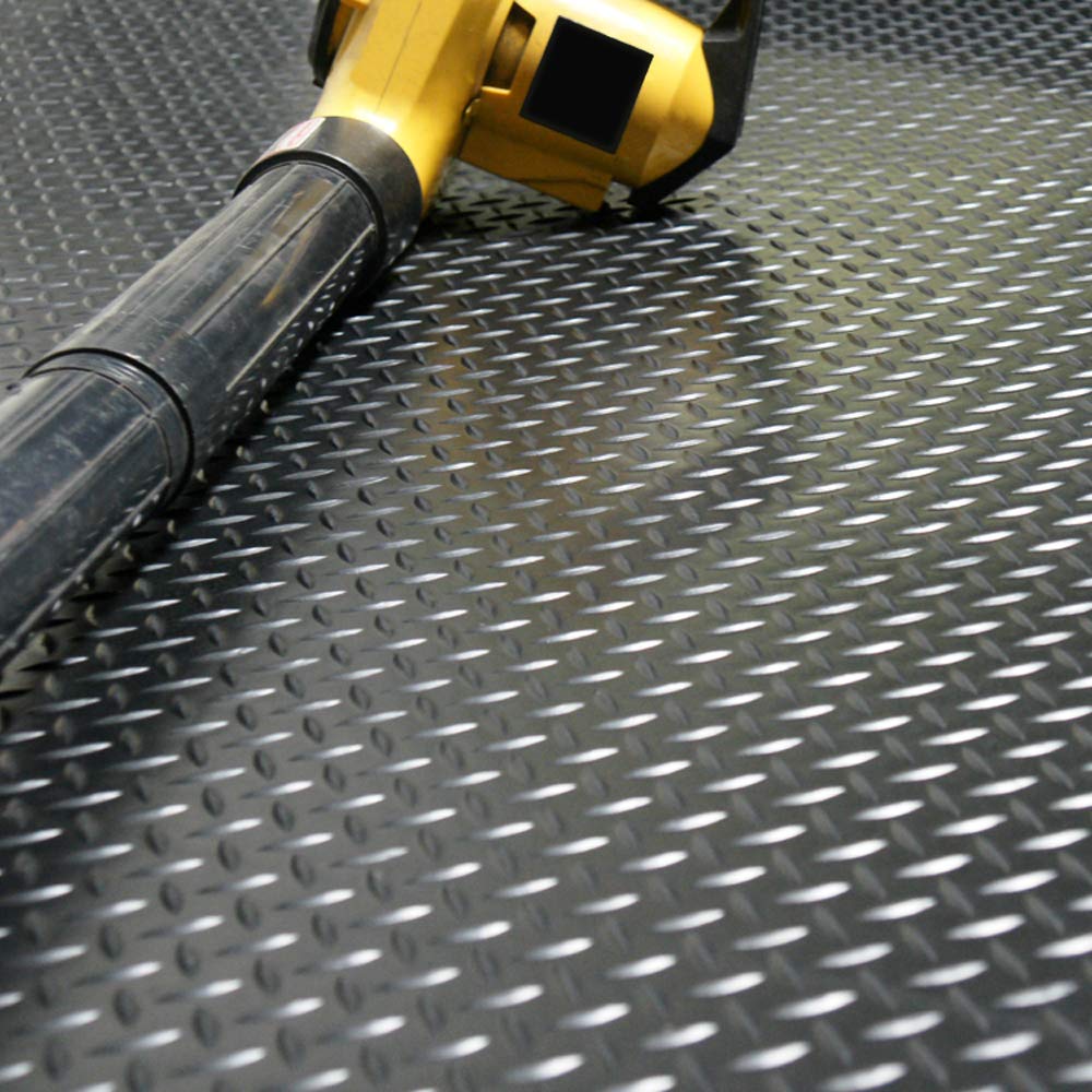 Diamond-Plate treadmill mat example by Rubber-Cal for a stable workout space.
