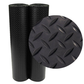 Rubber-Cal Diamond-Plate flooring roll rugged workshop surface for durable protection