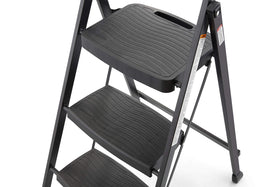 Rubbermaid 3-step steel stool in black finish for versatile setup