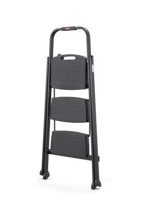 Rubbermaid stool folded compactly for tight storage spaces