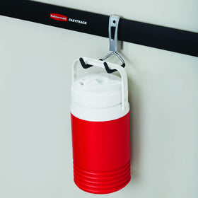 Rubbermaid 6-pack garage hooks store tools and hoses for easy access