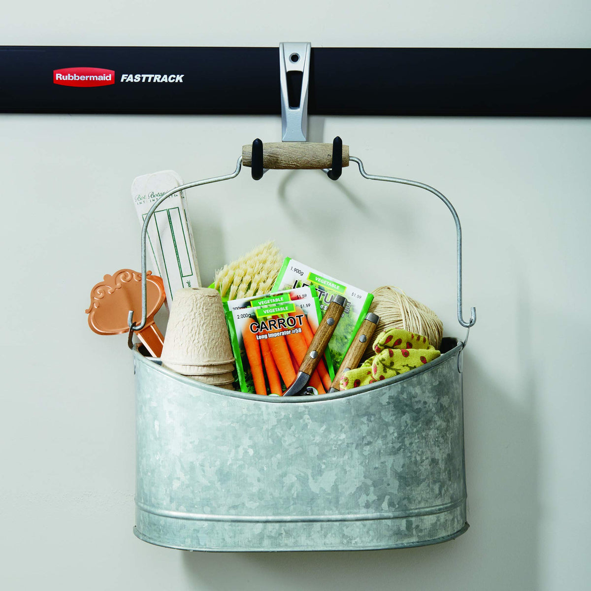 Rubbermaid easy install rail hook demonstrates quick mounting on rails