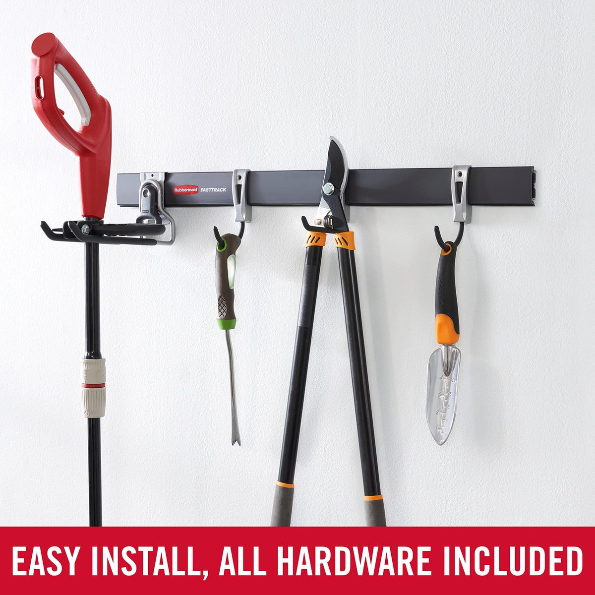 Rubbermaid FastTrack 1-handle hook saves space on the garage wall