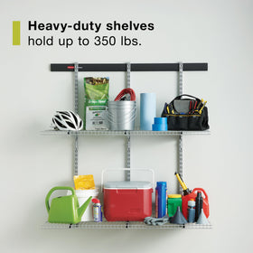 Rubbermaid FastTrack 16in brackets enabling flexible shelf positions
