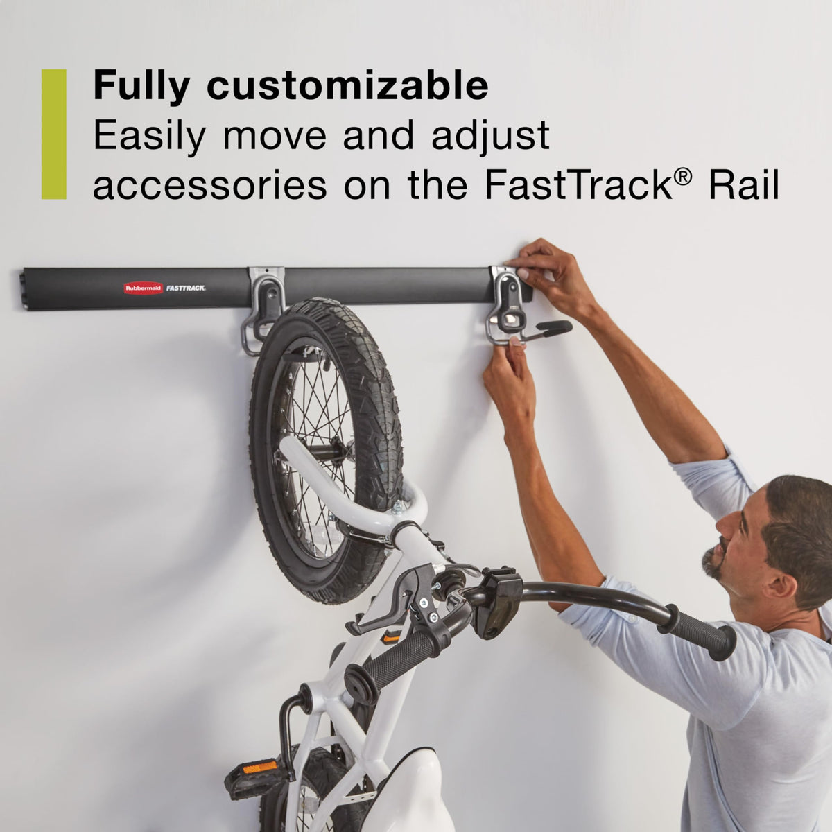 Rubbermaid FastTrack heavy-duty steel construction supports reliable, long-term use