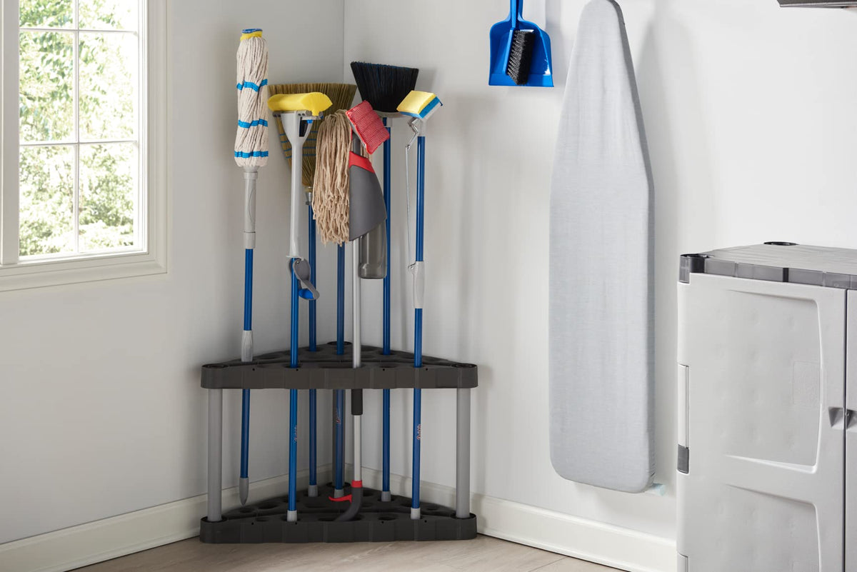 Rubbermaid FastTrack corner storage keeps your garage floor clear
