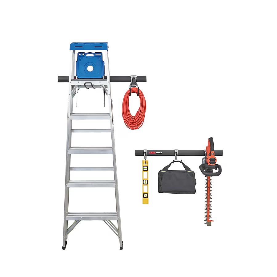 Rubbermaid FastTrack rail 32in shown for above-stud storage and easy access