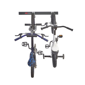 Rubbermaid FastTrack rail 32-inch on garage wall for bike organization
