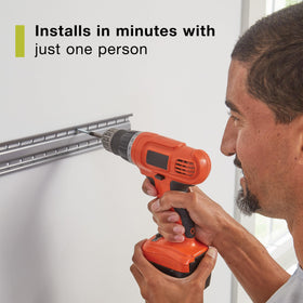 Rubbermaid FastTrack rail system installs quickly with basic tools