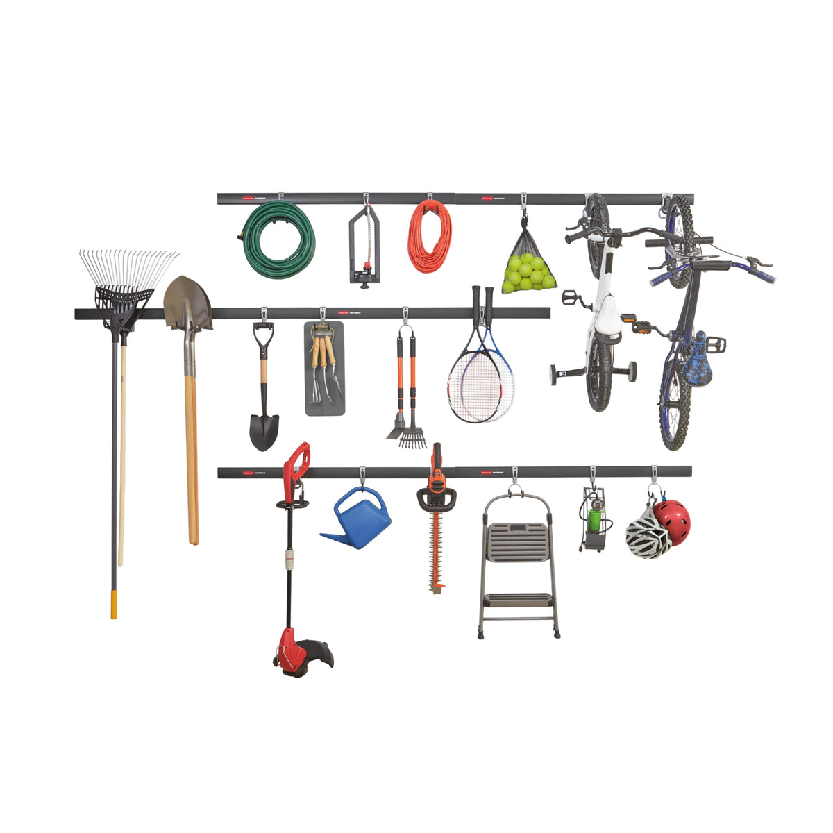 Rubbermaid FastTrack rails 48in for secure garage organization and flexible layout.