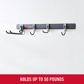 Rubbermaid FastTrack scoop hook organizes garden and workshop tools