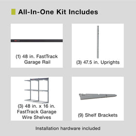 Rubbermaid FastTrack shelves 48x16 in action for tool organization in a garage