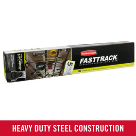 Rubbermaid FastTrack rail with pre-drilled holes for stud mounting