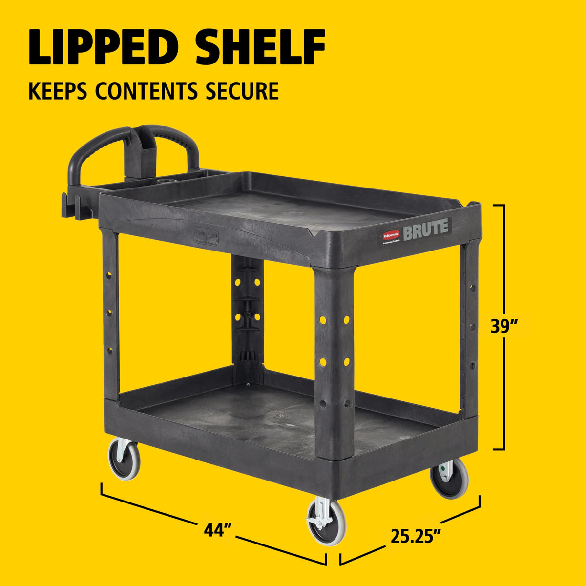 Durable foam construction resists rust and chipping on Rubbermaid cart.