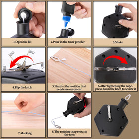RUBII reel features hook and wind handle for efficient tensioning.