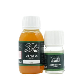 Rubio Monocoat Pure wood oil bottle ready for fast indoor finishes.