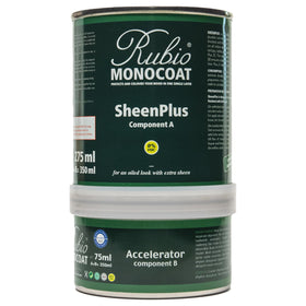 Rubio Monocoat SheenPlus bottle pour enabling quick satin finish on interior wood