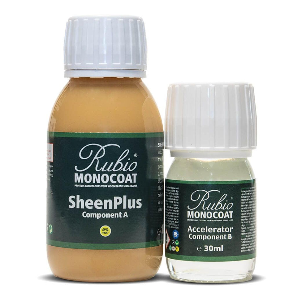 Rubio Monocoat SheenPlus satin finish applied to wood furniture for a durable, elegant look.