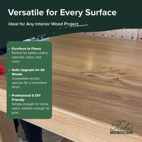 Rubio Monocoat SheenPlus scratch-resistant coat protects wood with minimal maintenance