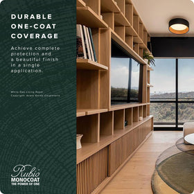 Rubio Monocoat wood floor shot emphasizing durable, single-layer protection