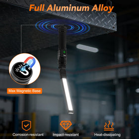Ruboliy light features digital battery display for real-time power checks.
