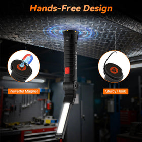 Ruboliy light with strong magnet base and hook for hands-free use