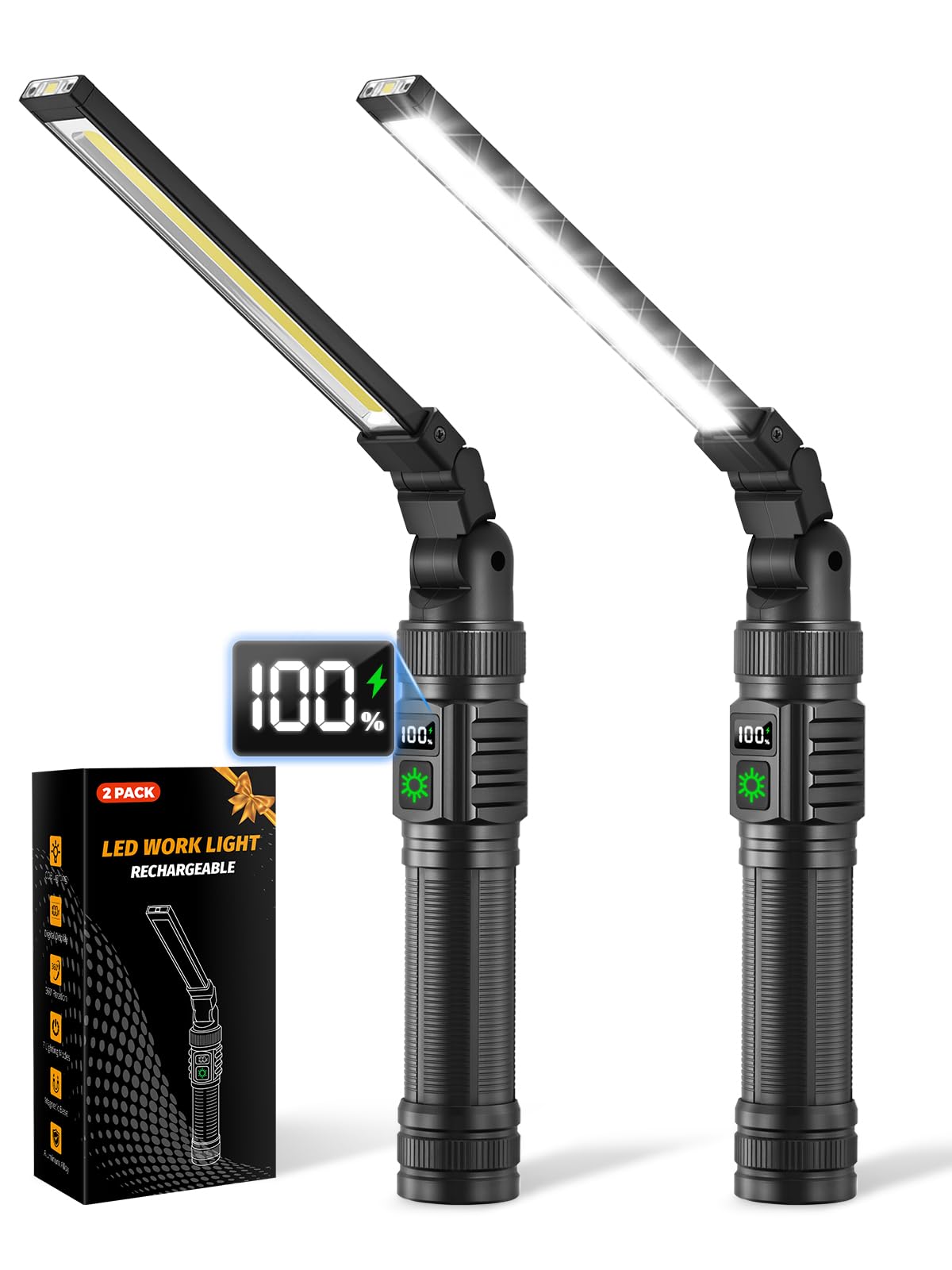 Ruboliy magnetic work light 2pack with all-aluminum body for durable use.