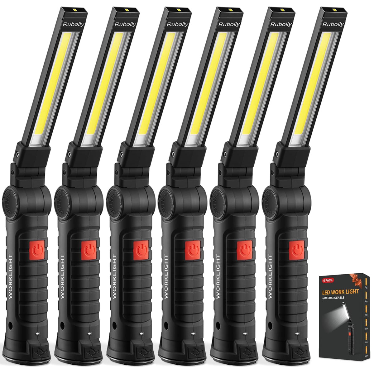 Ruboliy magnetic work light 6-pack ready for versatile on-the-go lighting