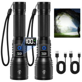 Ruboliy rechargeable flashlight with LCD power display for quick battery awareness