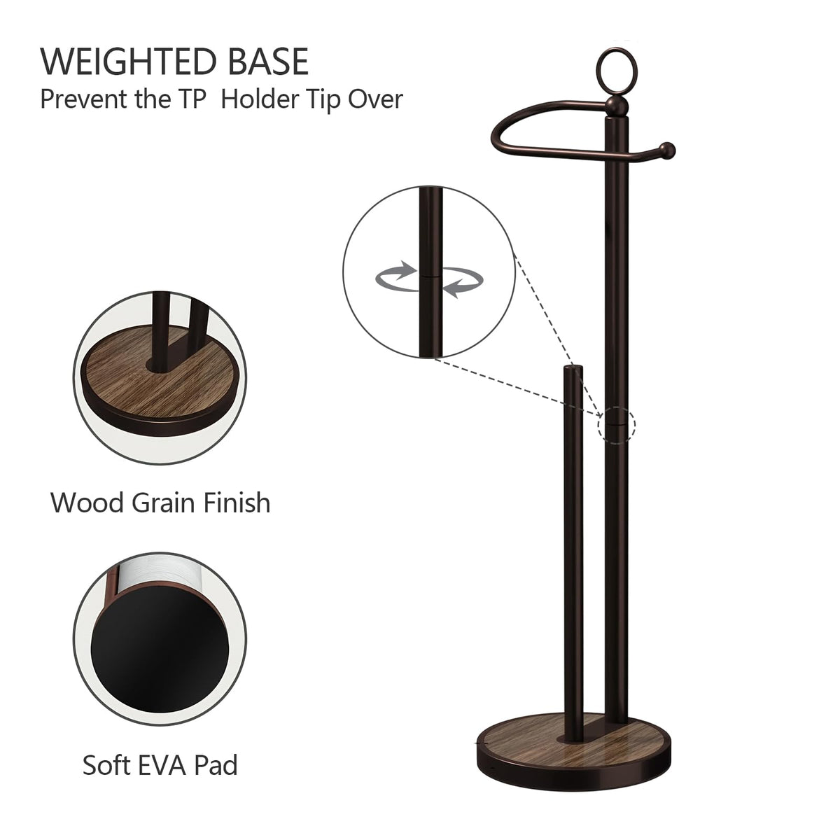 RUBOLTD weighted wood-grain base anchors stability and protects floors.