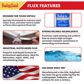 Rubyfluid flux applied to a metal joint for durable solder connections.