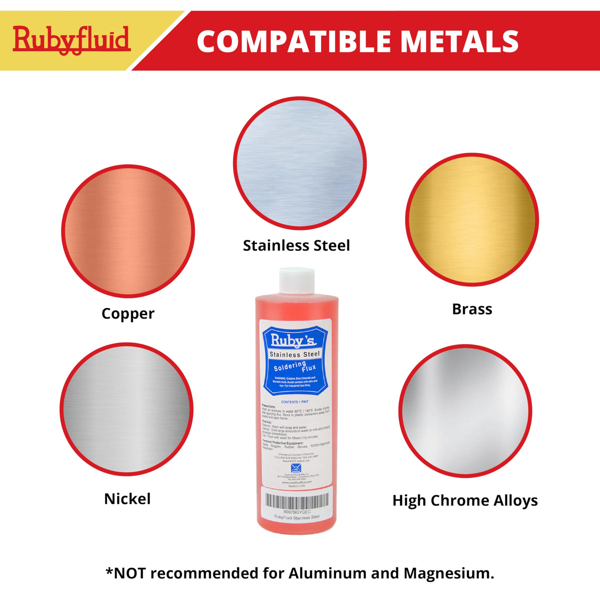 Rubyfluid oxidation-breakthrough formula aids soldering on nickel and brass.