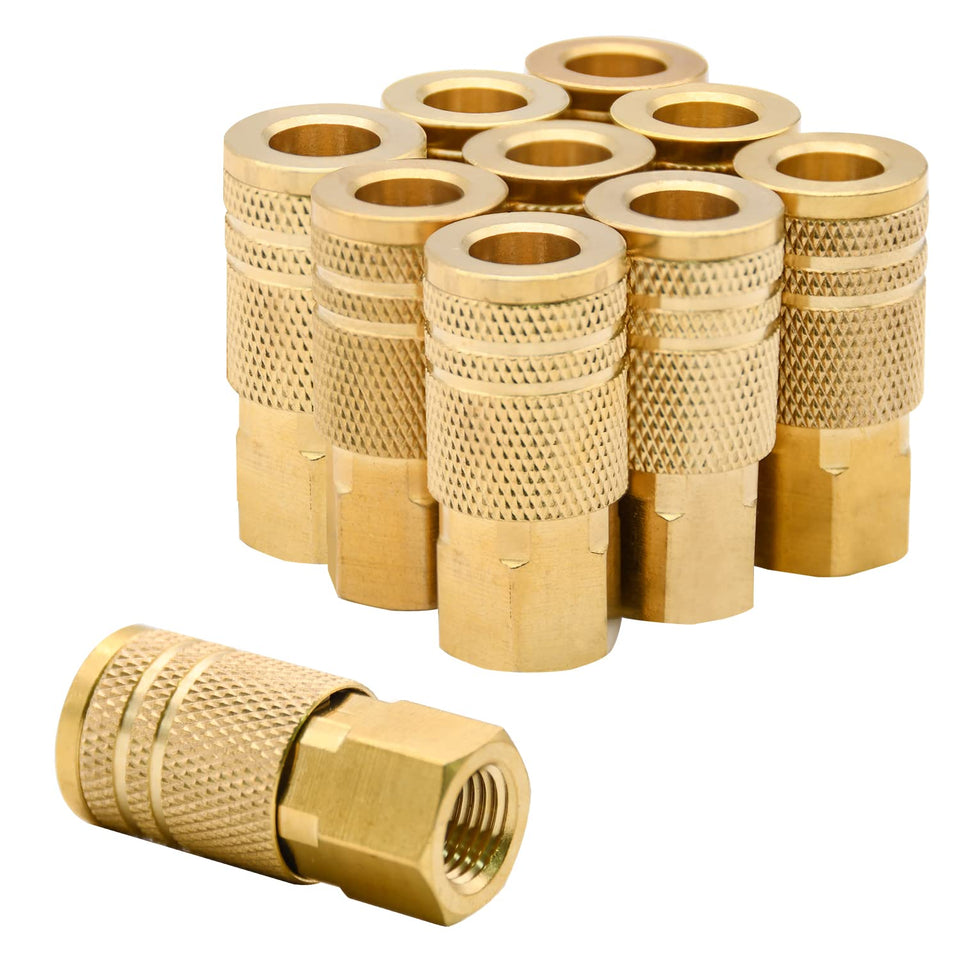 RUBY.Q 1/4 inch brass female industrial coupler front view for durable air connections