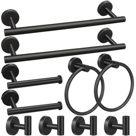 Ruby.Q 16in towel bar in black matte for a sleek, organized bathroom.