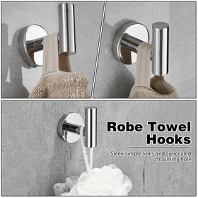 Ruby.Q robe hook in brushed nickel adds versatile storage.