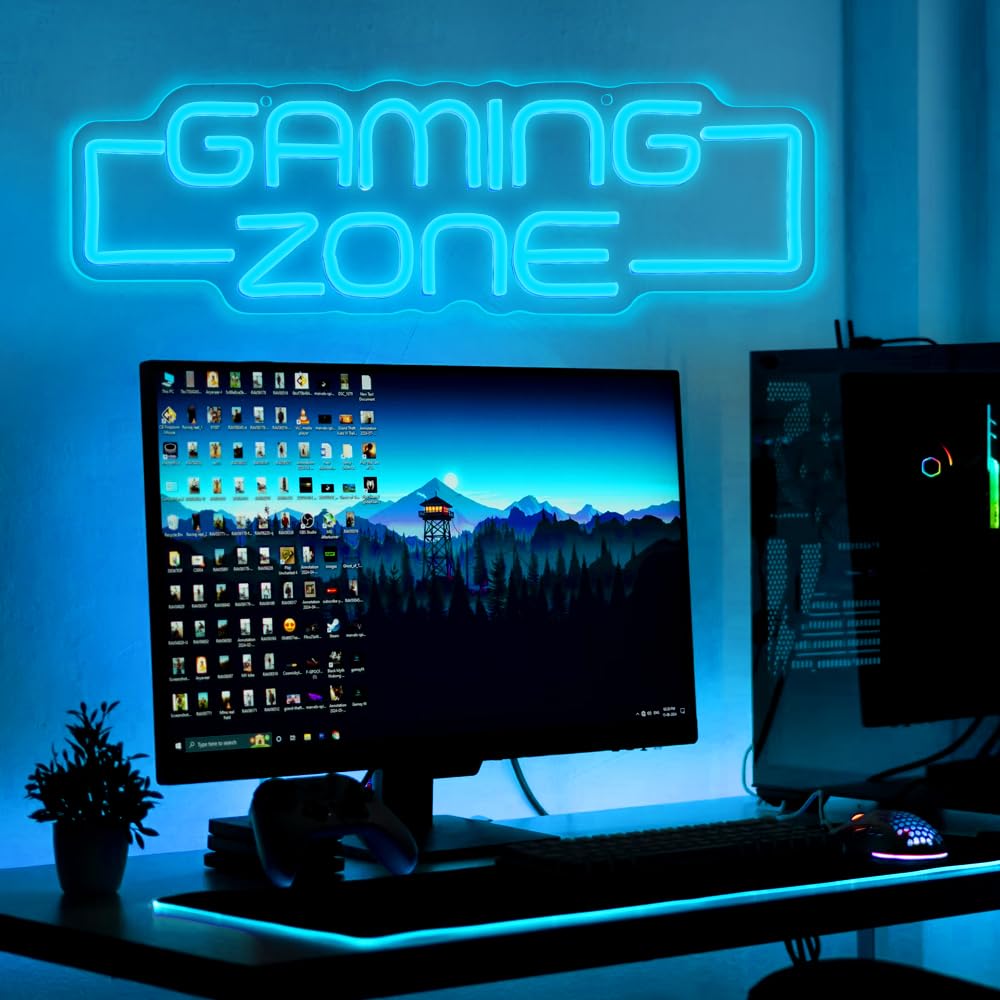RuCvixkt Gaming Zone neon sign party light for gatherings.