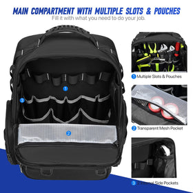 RUCYEN backpack mesh pockets detail to keep small parts sorted