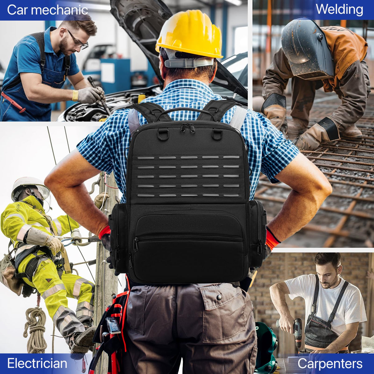 RUCYEN tool backpack organized compartments for quick tool access