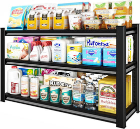 Rufokisa 3-tier garage shelving unit with sturdy frame and ample storage capacity.
