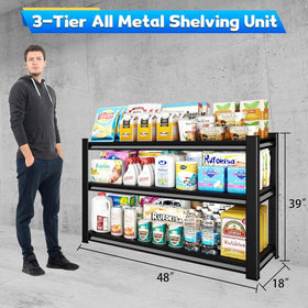 Rufokisa metal shelves highlighted with 1650 lb capacity.