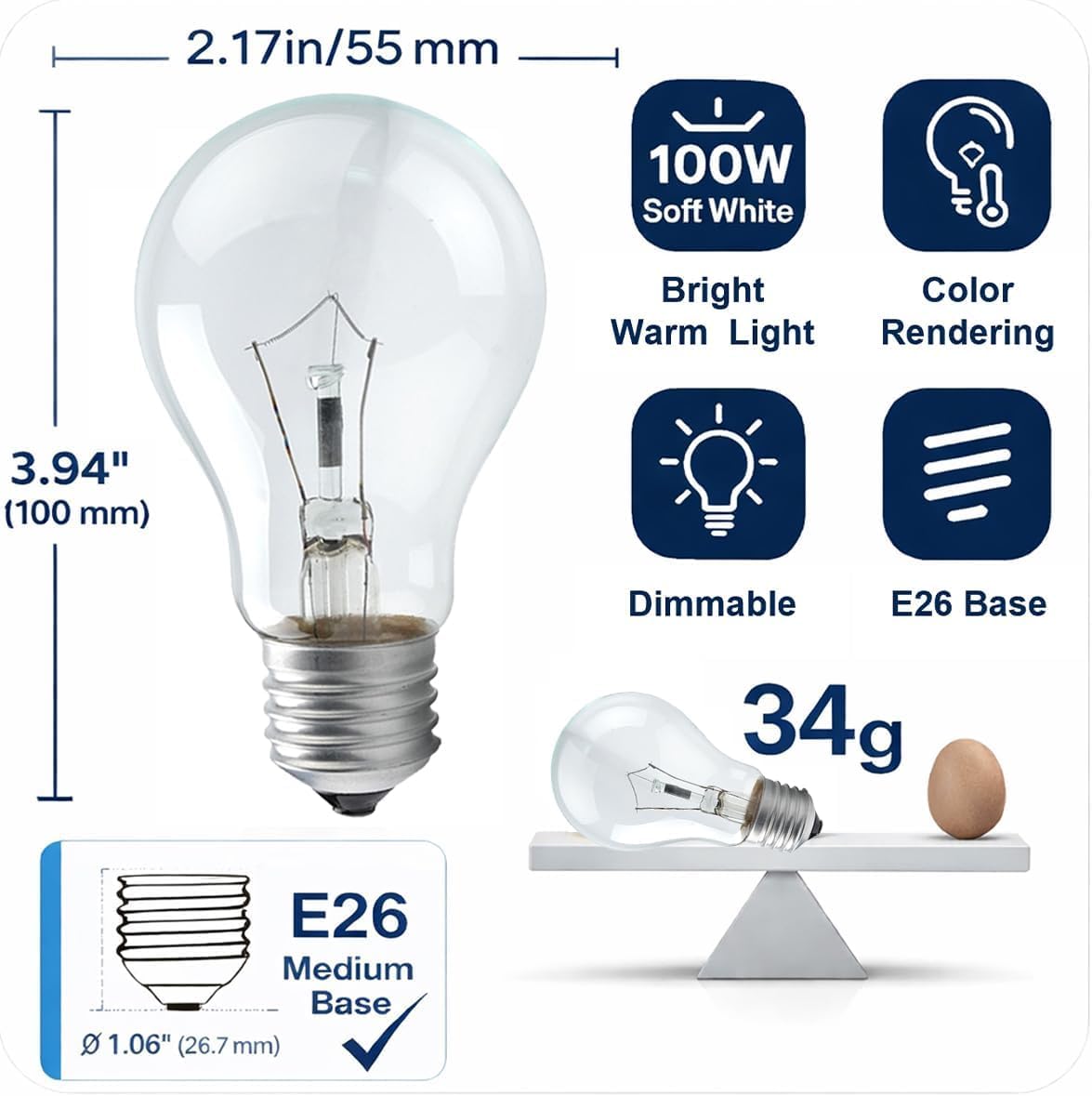 RUGACCG A19 bulb emits soft white light for cozy spaces.