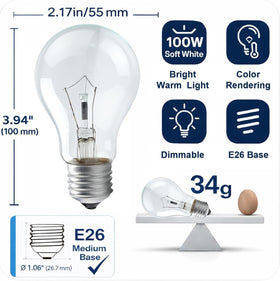 RUGACCG A19 bulb emits soft white light for cozy spaces.