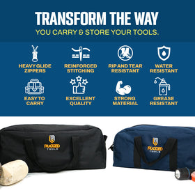 Rugged Tools dual tote sets illustrate an organized two-bag system for gear.