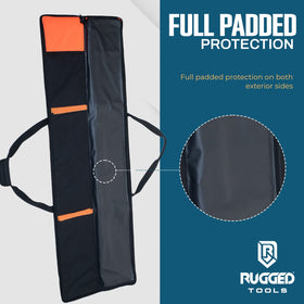 Rugged Tools Guide Rail Bag open with rails organized inside for safe storage