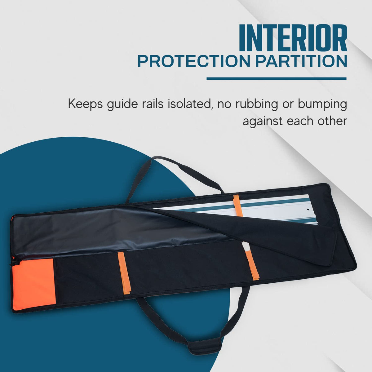 Rugged Tools Guide Rail Bag padded sides cushion rails during transport