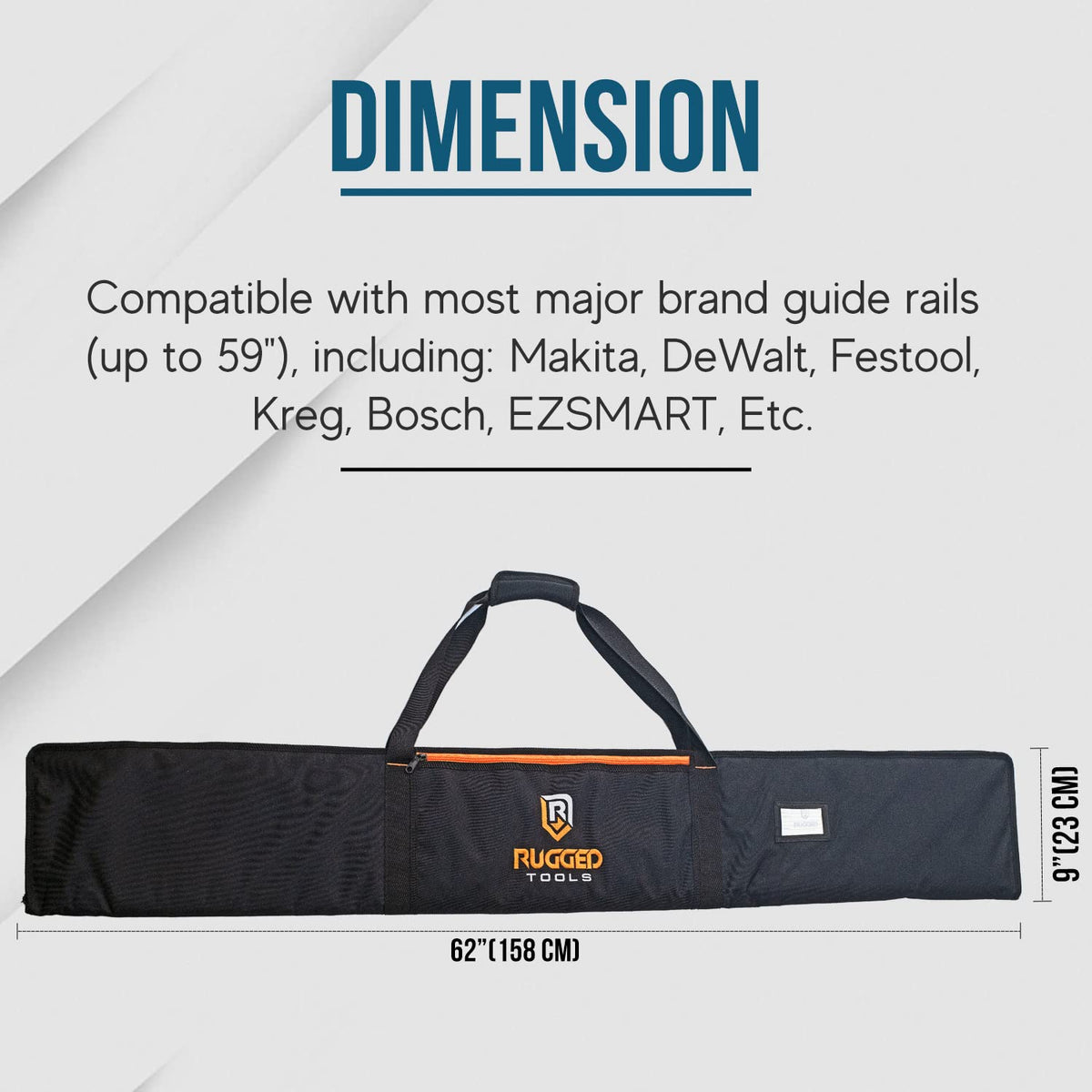 Rugged Tools Guide Rail Bag rail straps secure rails in place during loading