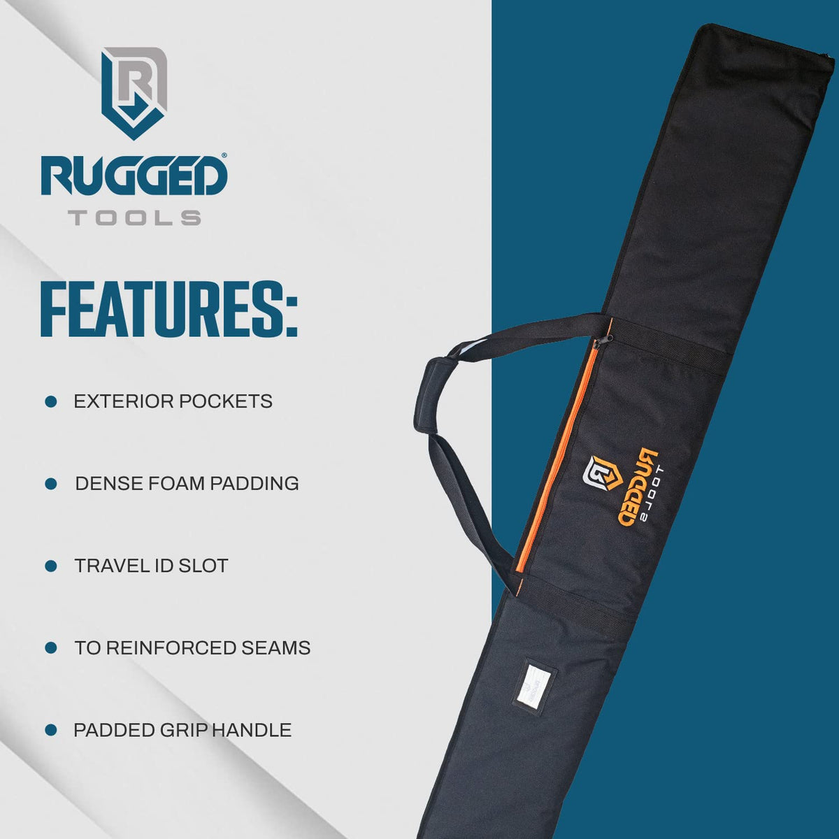 Rugged Tools Guide Rail Bag stored in a truck or workshop for quick access