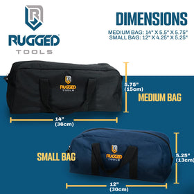 Rugged Tools tool bag small front view highlights portability and sturdy handles.
